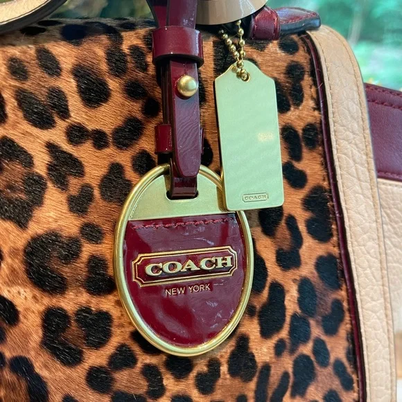 COACH Legacy Colorblock Ocelot Haircalf Flap Carryall in Aubergine/Multi - NWT!
